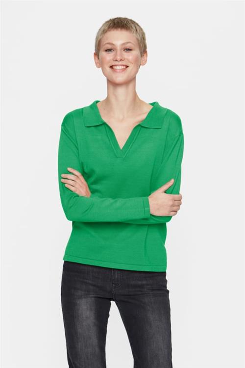 Se Saint Tropez Milasz Polo Pullover Kvinde Verdant Green Melange Langærmede Bluser Str XXL - hos Magasin ved Magasin