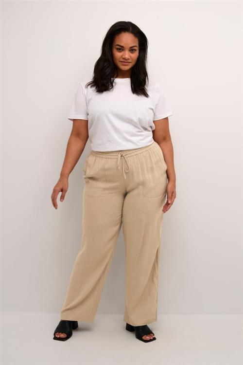 Se Kaffe Curve Kcmille Pants Kvinde Chinchilla Hørbukser Loose Fit Str 48 - hos Magasin ved Magasin