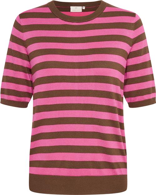 Kaffe Kamilo Short Sleeve Knit Kvinde Soft Silt/shoking Pink Stripe Kortærmede T-shirts Str S - hos Magasin