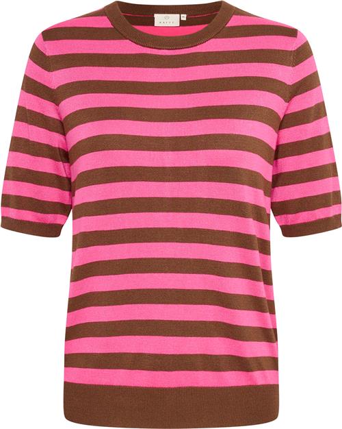 Se Kaffe Kamilo Short Sleeve Knit Kvinde Soft Silt/shoking Pink Stripe Kortærmede T-shirts Str XXL - hos Magasin ved Magasin