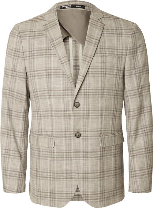 Se Selected Homme Slhslimneil Brown Check BLZ Mand Brownie/sand Blazere Slim Fit Str 48 - hos Magasin ved Magasin