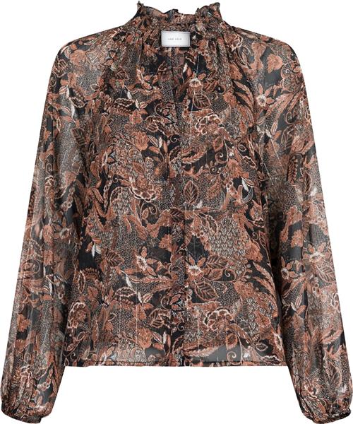 Neo Noir Cobie Forest Field Blouse Kvinde Copper Brown Langærmede Bluser Str 40 - hos Magasin