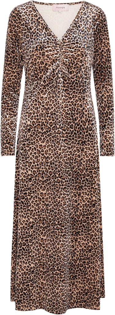 HUNKØN Angela Velour Dress Kvinde Leopard Maxi Kjoler Str S Velour - hos Magasin