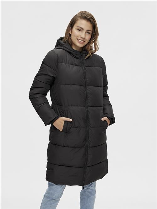 Pieces Pcbee NEW Long Puffer Jacket BC Kvinde Sort Dunjakker Str XS - hos Magasin