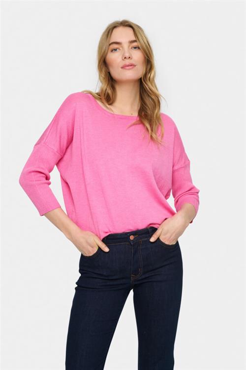 Se Saint Tropez A2561, Milasz Rneck Pullover Kvinde Pink Cosmos Melange Sweaters Casual Fit Str XL - hos Magasin ved Magasin