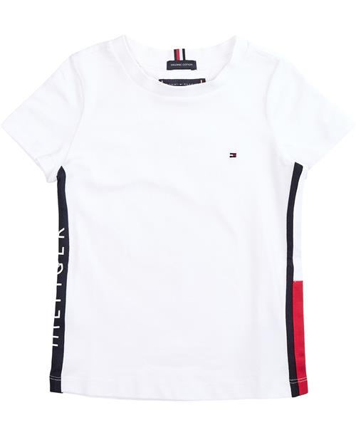 Tommy Hilfiger Tommy Flag TEE S/S Str 4 år / 104 cm - White Kortærmede T-shirts hos Magasin