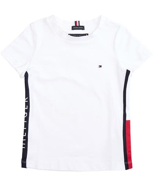 Tommy Hilfiger Tommy Flag TEE S/S Str 14 år / 164 cm - White Kortærmede T-shirts hos Magasin