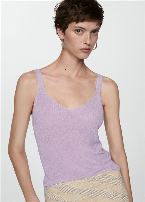 MANGO Lurex Knitted top Kvinde Lt-pastel Purple Toppe Str L - hos Magasin