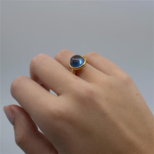 Julie Sandlau Prime Ring 52 Gold/sapphire Blue 52 - Ringe hos Magasin