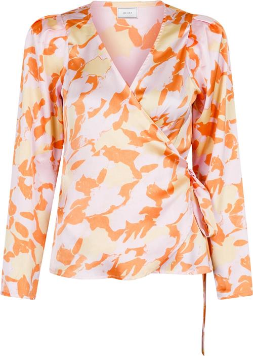 Se Neo Noir Milana Flower Brush Blouse Kvinde Tangerine Langærmede Bluser Str 44 - hos Magasin ved Magasin