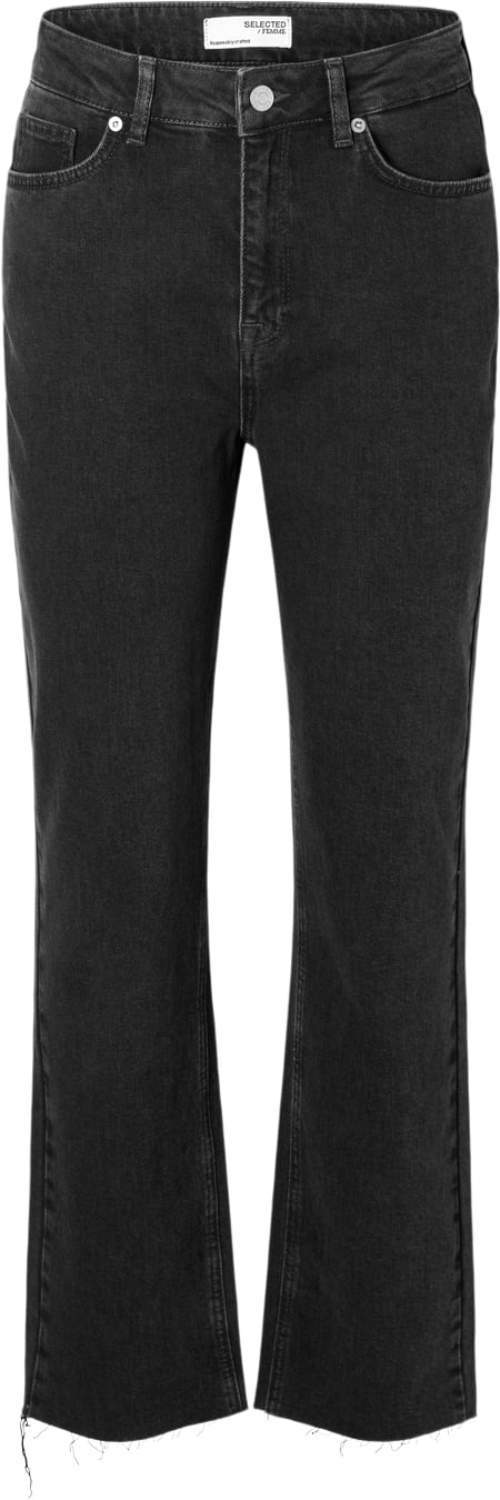 Selected Femme Slfroby HW Straight Jeans Kvinde Sort Straight Jeans Str "26/""32" - hos Magasin