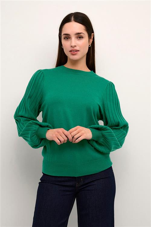 Kaffe Kalone Knit Pullover Kvinde Aventurine Langærmede Bluser Regular Fit Str L - Nylon hos Magasin