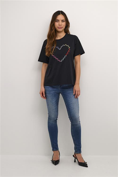 Culture Cuamora Heart Tshirt Kvinde Black Kortærmede T-shirts Str L - hos Magasin