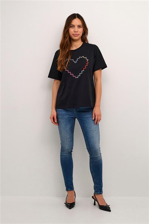 Culture Cuamora Heart Tshirt Kvinde Black Kortærmede T-shirts Str XL - hos Magasin