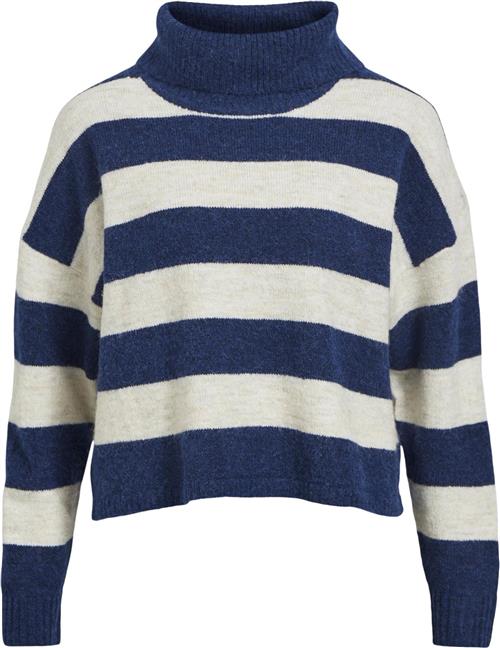 Object Objminna L/S Rollneck Knit Pullover Kvinde Estate Blue/cloud Dancer Col Rullekraver Str XS - hos Magasin