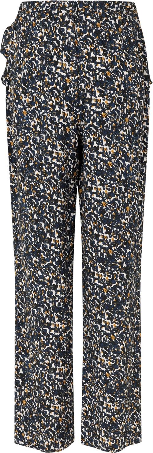 Rosemunde Viscose Trousers Kvinde Navy Camo Print Bukser Med Lige Ben Str 44 - hos Magasin