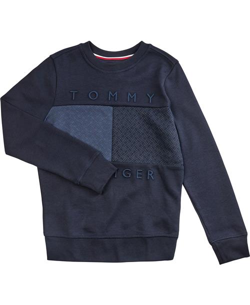 Tommy Hilfiger Monogram Panel Crewneck Str 8 år / 128 cm - Desert Sky Sweatshirts hos Magasin