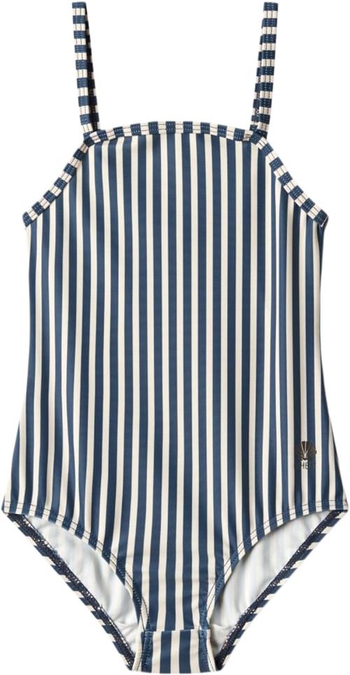 Wheat Badedragt Manon Str 140/10y - Indigo Stripe Badedragter Polyester hos Magasin