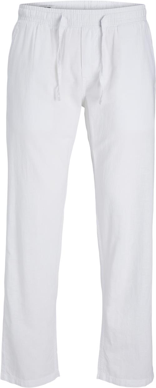 Jack & Jones Jpstkane Jjsummer Linen Blend Jogge Mand Bright White Casual Bukser Relaxed Fit Str M - hos Magasin