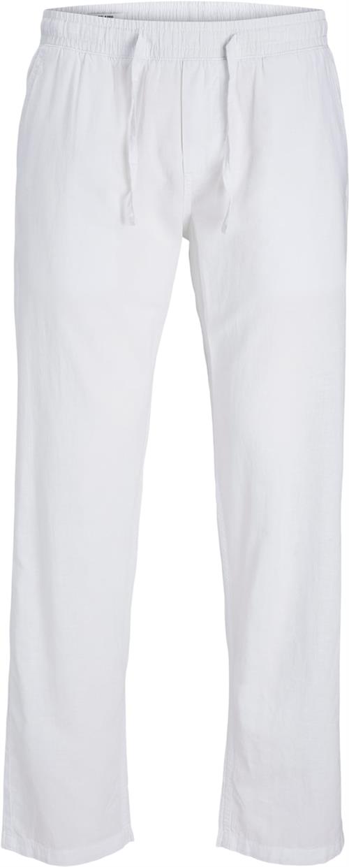 Jack & Jones Jpstkane Jjsummer Linen Blend Jogge Mand Bright White Casual Bukser Str M - hos Magasin