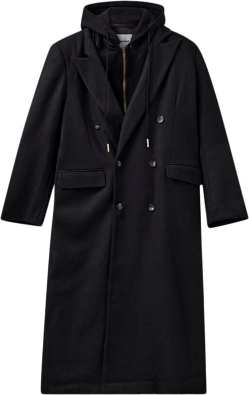 Se H2OFAGERHOLT 2 in 1 Coat Kvinde Black Uldfrakker Str S - Uld hos Magasin ved Magasin