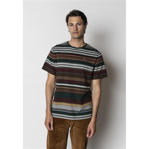 Clean Cut Copenhagen Scott Jacquard Tshirt Mand Deep Green/dark Plum Stripe Kortærmede T-shirts Str XL - Bomuld hos Magasin