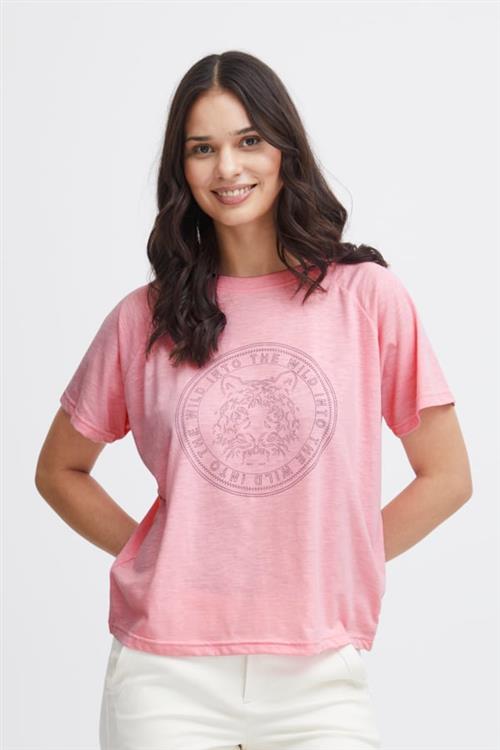 Fransa Frelina TEE 2 Kvinde Pink Frosting Mix Kortærmede T-shirts Str L - hos Magasin