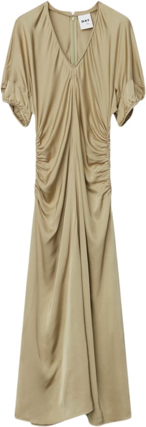 DAY Birger et Mikkelsen Judy Fluid Viscose Kvinde Blonde Khaki Maxi Kjoler Str 40 - hos Magasin