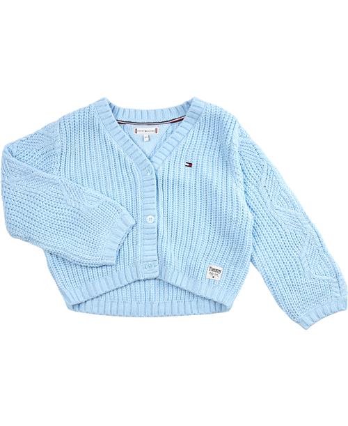 Tommy Hilfiger Pointelle Cardigan Str 8 år / 128 cm - Chambray Sky Cardigans hos Magasin