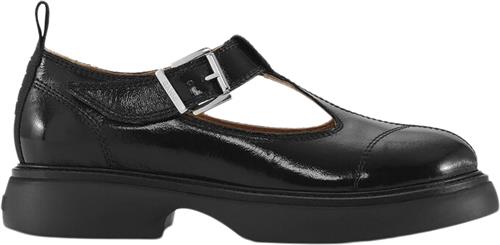 Ganni Everyday Buckle Mary Jane Tonal Nap Kvinde Black/black Loafers Str 39 - hos Magasin