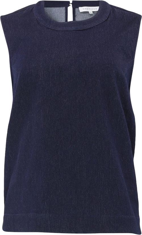 CONTINUE Cosma top Kvinde Denim Blue Toppe Str L - Denim hos Magasin