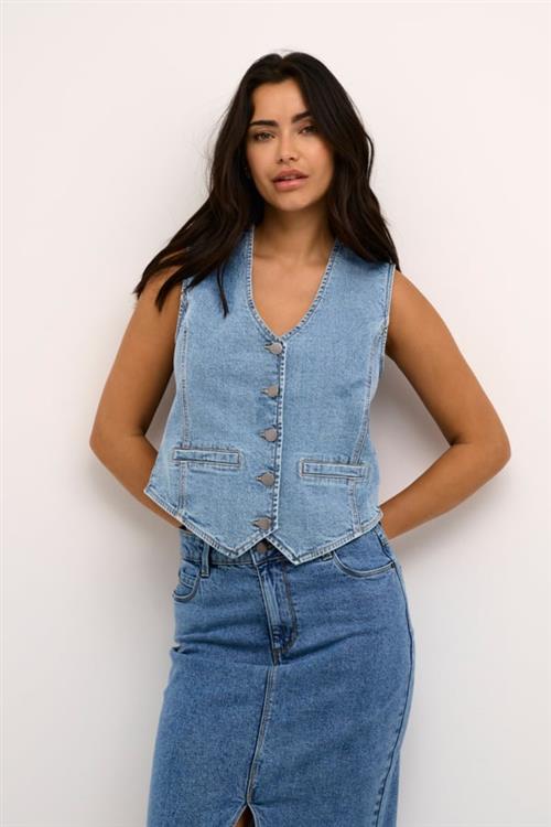 Kaffe Kababeth Denim Vest Kvinde Light Blue Washed Denim Veste Str 42 Denim - hos Magasin