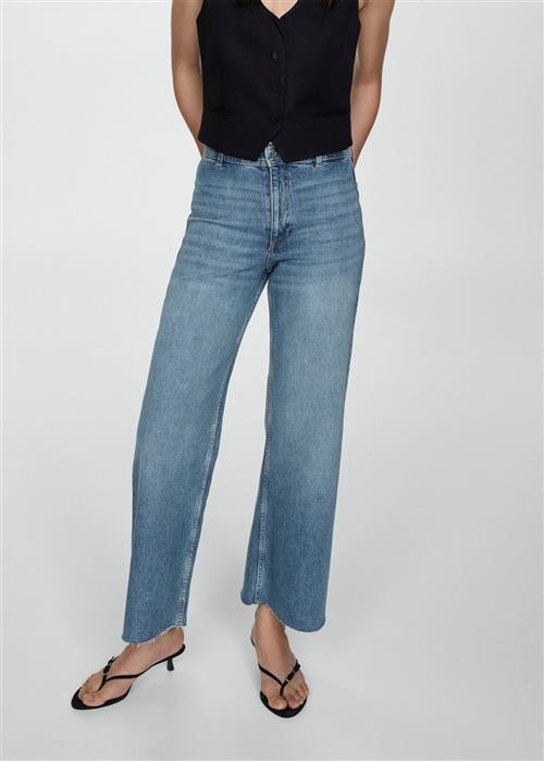 Se MANGO Jeans .- Catherin Kvinde Open Blue Wide Jeans Str 34 - hos Magasin ved Magasin