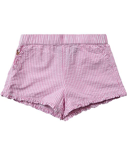 Polo Ralph Lauren Striped Ruffled Cotton Seersucker Short Str 4 År - Lyserød/hvid Shorts & Bloomers Bomuld hos Magasin