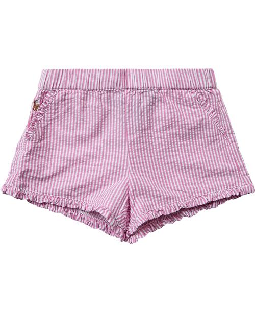 Se Polo Ralph Lauren Striped Ruffled Cotton Seersucker Short Str 6 / 6 år - Lyserød/hvid Shorts & Bloomers Bomuld hos Magasin ved Magasin