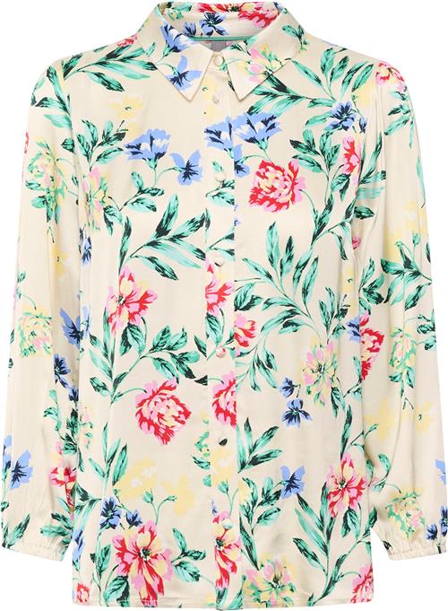 Culture Cujulie Shirt Kvinde Green/red Flower Langærmede Bluser Str S - hos Magasin