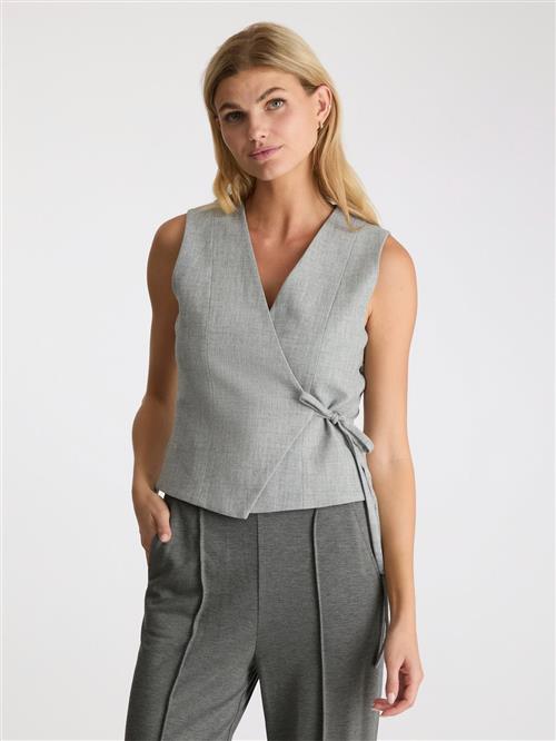 Neo Noir Samara Wrap Waistcoat Kvinde Grey Melange Veste Str 38 - hos Magasin