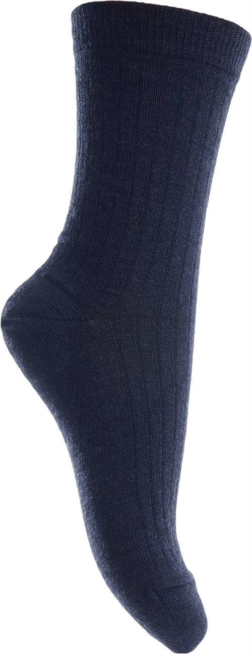 mp Denmark Wool rib Socks Str 25/28 - Navy Strømper hos Magasin