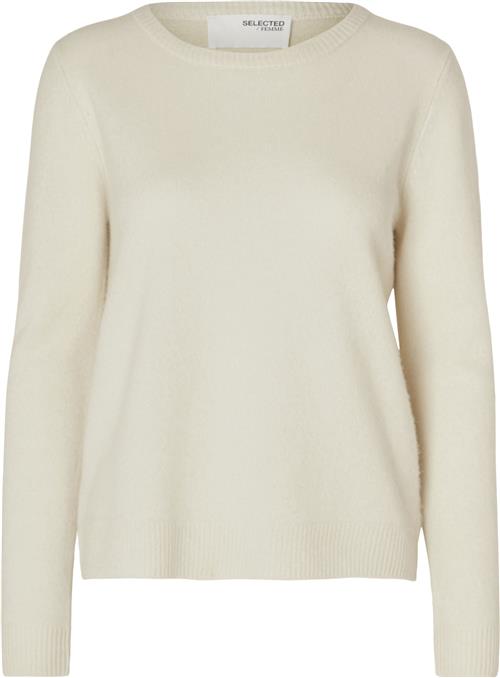 Selected Femme Slfmanila LS Knit Cashmere Oneck N Kvinde Birch Sweaters Str S Cashmere - hos Magasin