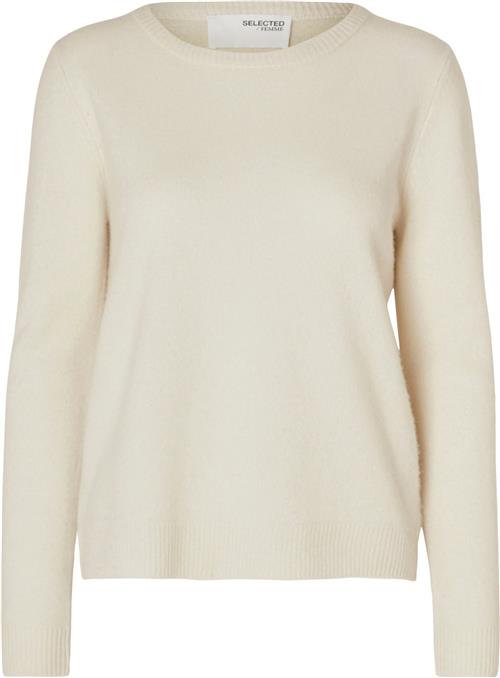 Se Selected Femme Slfmanila LS Knit Cashmere Oneck N Kvinde Birch Sweaters Str XXL Cashmere - hos Magasin ved Magasin