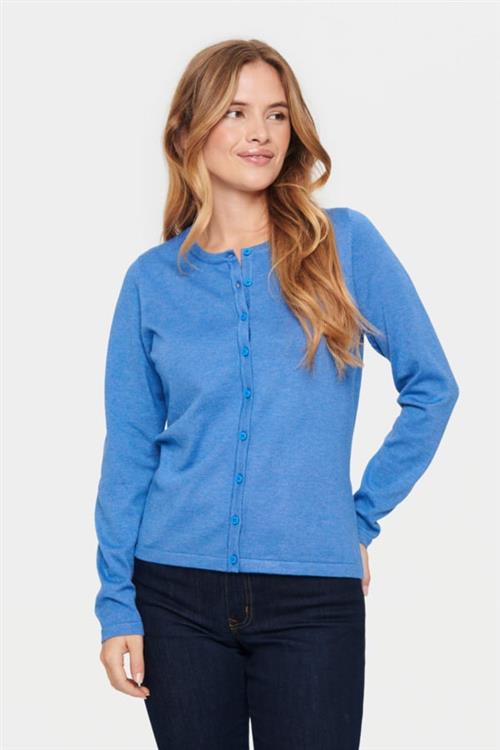 Saint Tropez A8661, Milasz Rneck Cardigan Kvinde Dutch Blue Melange Cardigans Classic Fit Str XS - hos Magasin