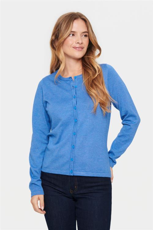 Saint Tropez A8661, Milasz Rneck Cardigan Kvinde Dutch Blue Melange Cardigans Classic Fit Str XXL - hos Magasin