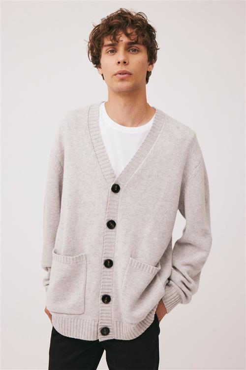 Magasin du Nord Collection Magasin Ethan 1 RWS Cashmere & Uldmix Mand Light Grey Melange Cardigans Str XS Cashmere