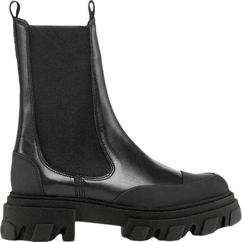 Se Ganni Cleated Mid Chelsea Boot Black Stit Kvinde Black Vinterstøvler Str 38 - hos Magasin ved Magasin