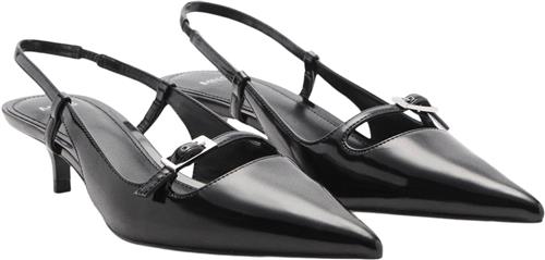 MANGO Slingback Heeled Shoes With Buckle Kvinde Black Slingbacks Str 40 - Læder hos Magasin