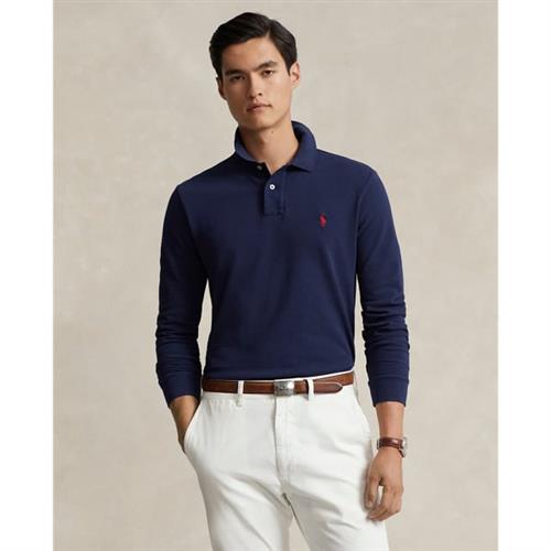 Polo Ralph Lauren Custom Slim Fit Mesh Polo Mand Navy Langærmede Poloer Str XXL - Bomuld hos Magasin