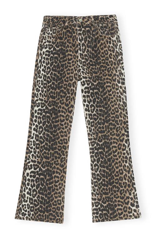 Ganni Print Denim Betzy Cropped Kvinde Leopard Flared Jeans Str 26 Denim - hos Magasin