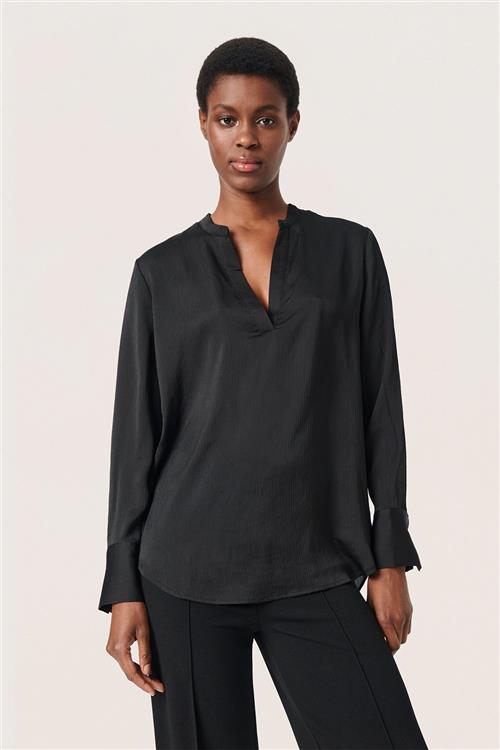 Soaked in Luxury Slparis Shirt Blouse LS Kvinde Black Langærmede Bluser Classic Fit Str L - hos Magasin