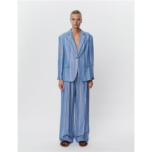 DAY Birger et Mikkelsen Allen Linen Stripe Kvinde Surf The Web Blazere Str 40 - hos Magasin