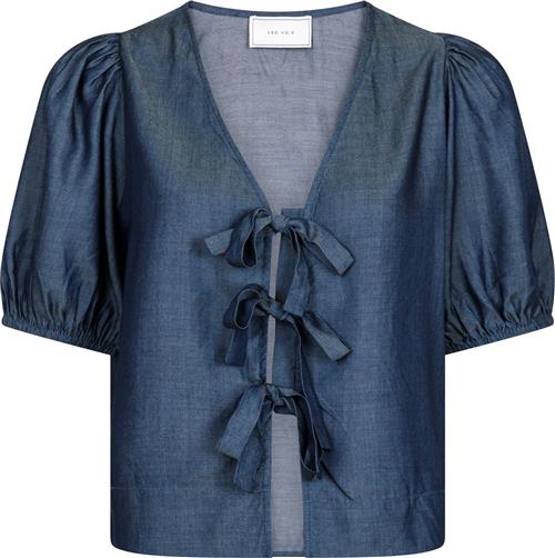 Neo Noir Bianca Chambray Blouse Kvinde Dark Navy Kortærmede Bluser Str 44 - hos Magasin